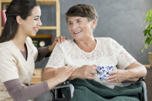 home support worker smiling